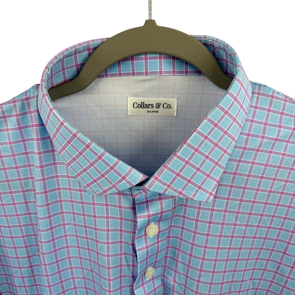 Collars & Co Dress Collar Polo in blue pink check Size 2XL NWOT